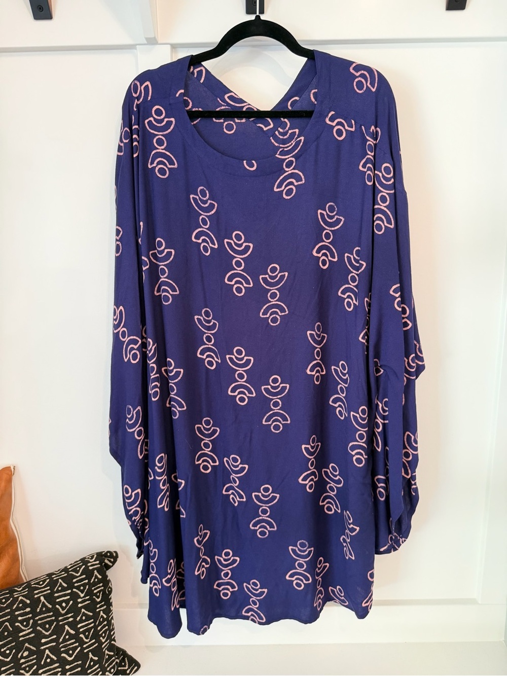 Sseko Navy Short Kaftan with Hand Block Print